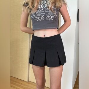 NWT Zara Y2K Black Pleated Mini Skirt
